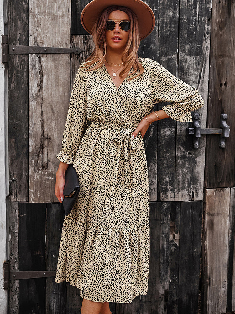 Boho leopard print midi dress - View 7 | Lwiis