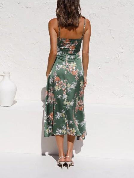Floral A-line Midi Dress - View 10 | Lwiis