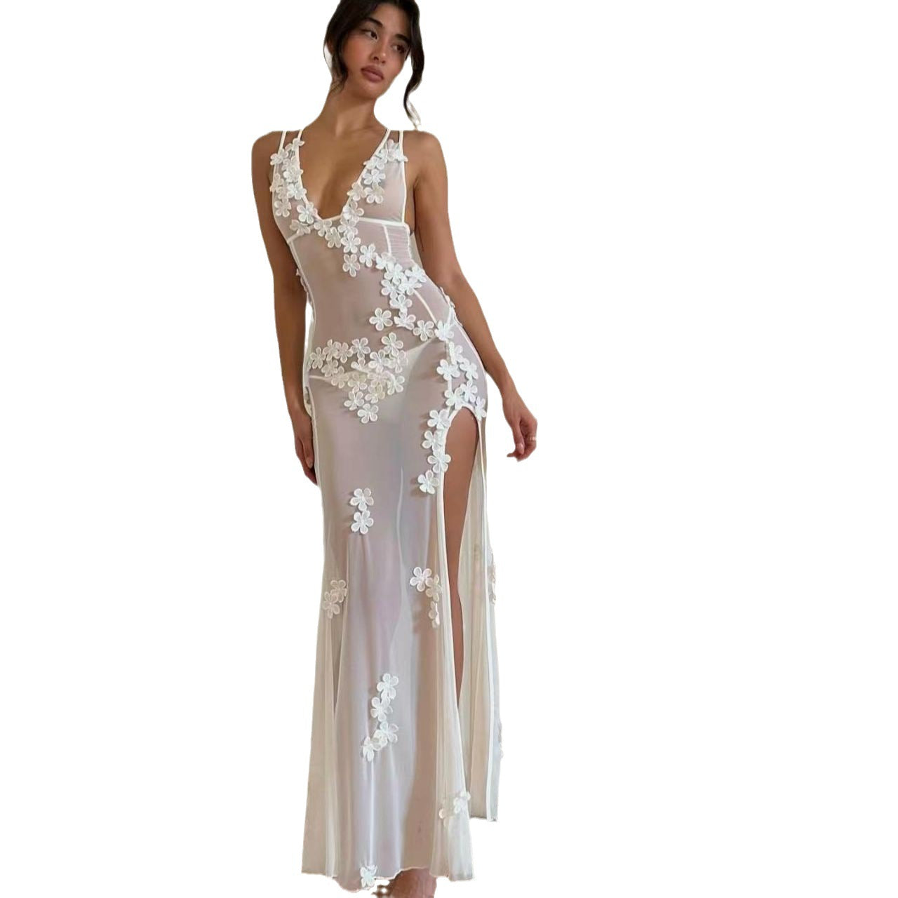 Floral applique maxi dress - View 6 | Lwiis