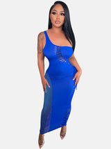 One shoulder ruched maxi dress - View 6 | Lwiis