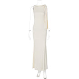 Elegant one shoulder formal gown - View 15 | Lwiis