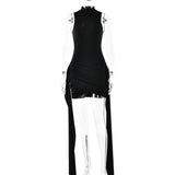 Mock Neck Ruched Dress - View 9 | Lwiis