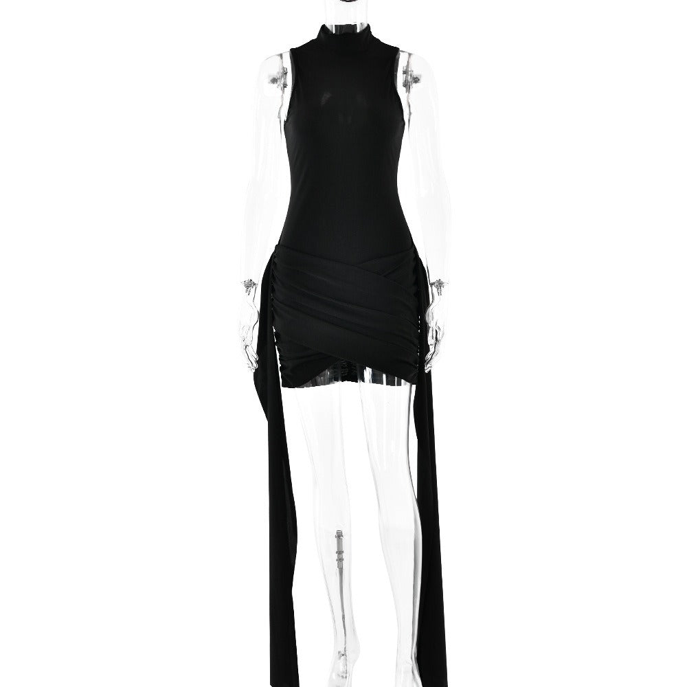 Mock Neck Ruched Dress - View 9 | Lwiis