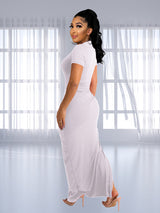 Ribbed knit maxi dress with slit - View 11 | Lwiis