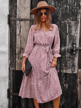 Boho leopard print midi dress - View 9 | Lwiis