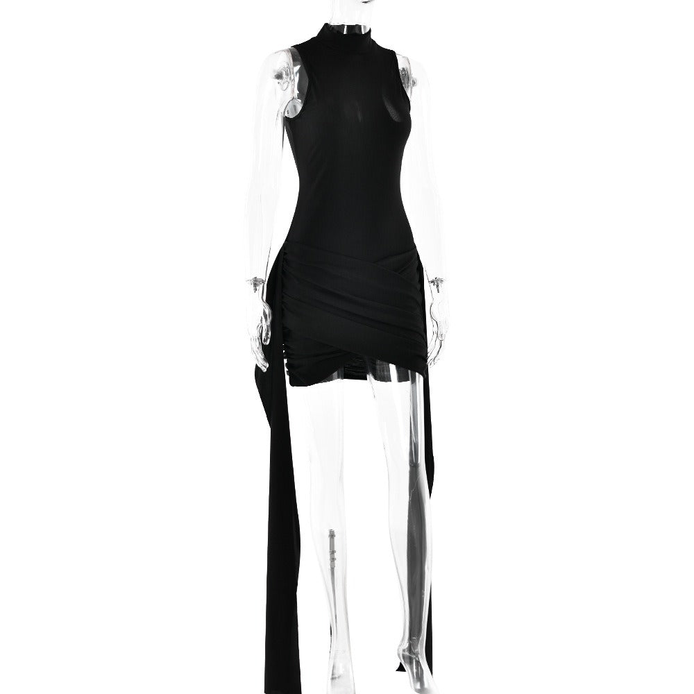 Mock neck ruched dress - View 10 | Lwiis