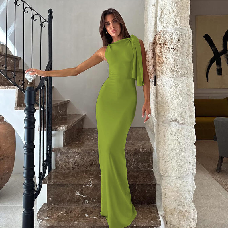 One Shoulder Column Dress - View 9 | Lwiis
