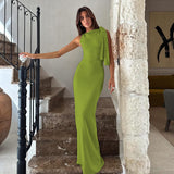 Elegant one shoulder formal gown - View 9 | Lwiis