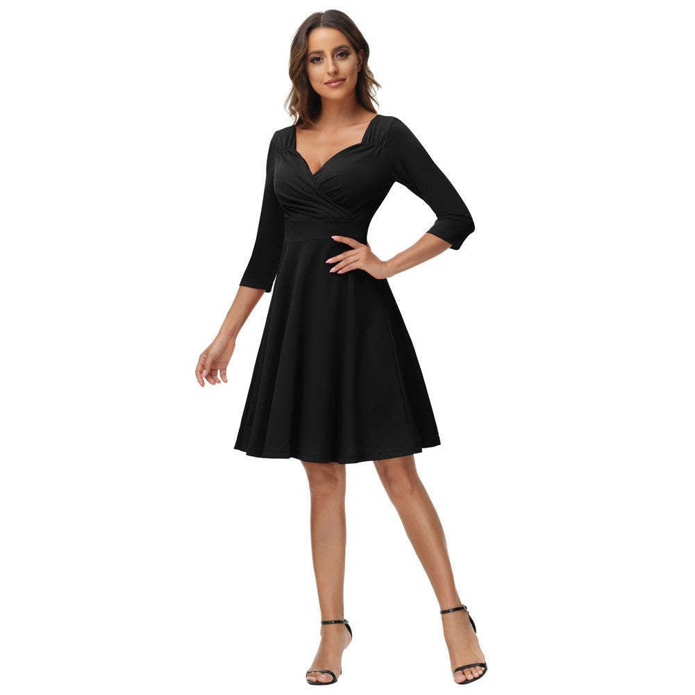 V-neck fit and flare maxi dress - View 7 | Lwiis