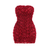 Strapless Rose Appliqué Mini Dress - View 7 | Lwiis