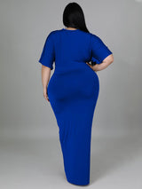 V-neck maxi dress with draped detailing and high slit - View 8 | Lwiis