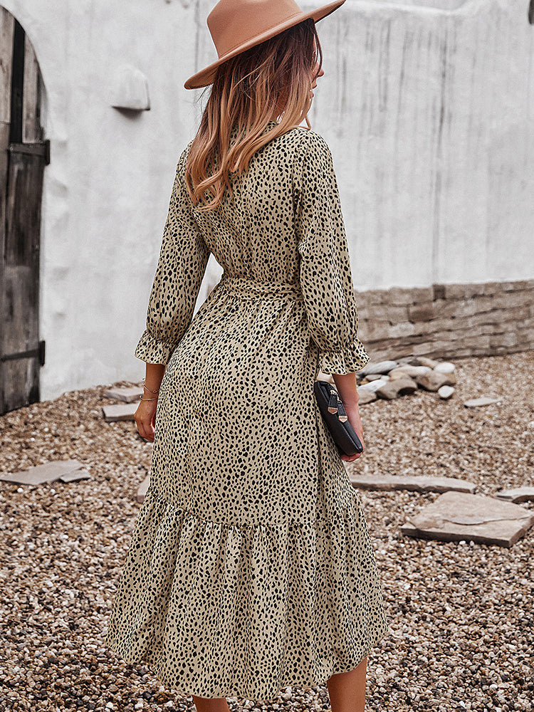 Boho leopard print midi dress - View 8 | Lwiis