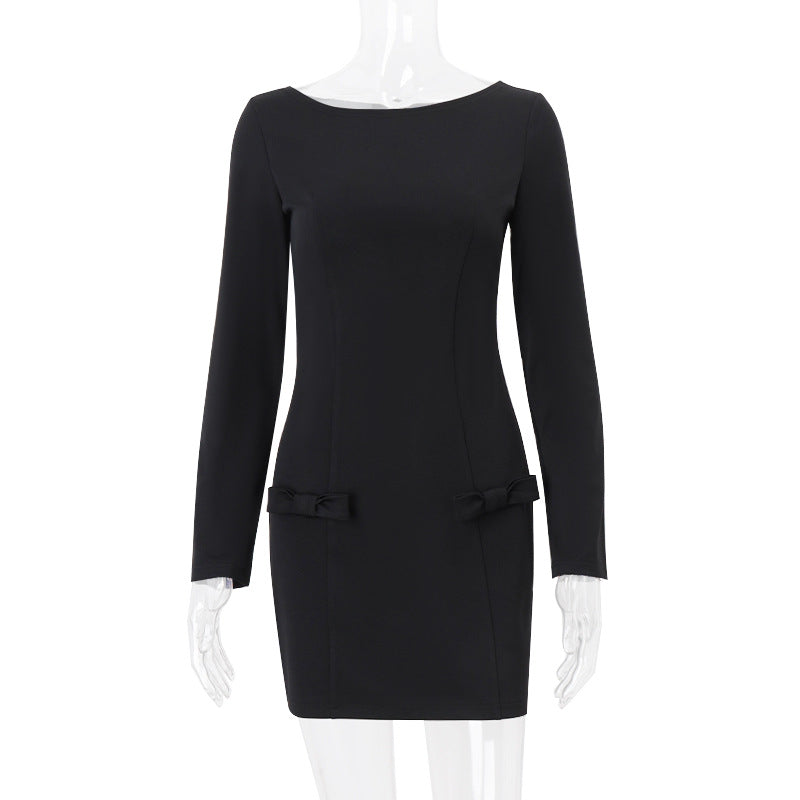Mini dress with bow detail pockets - View 7 | Lwiis