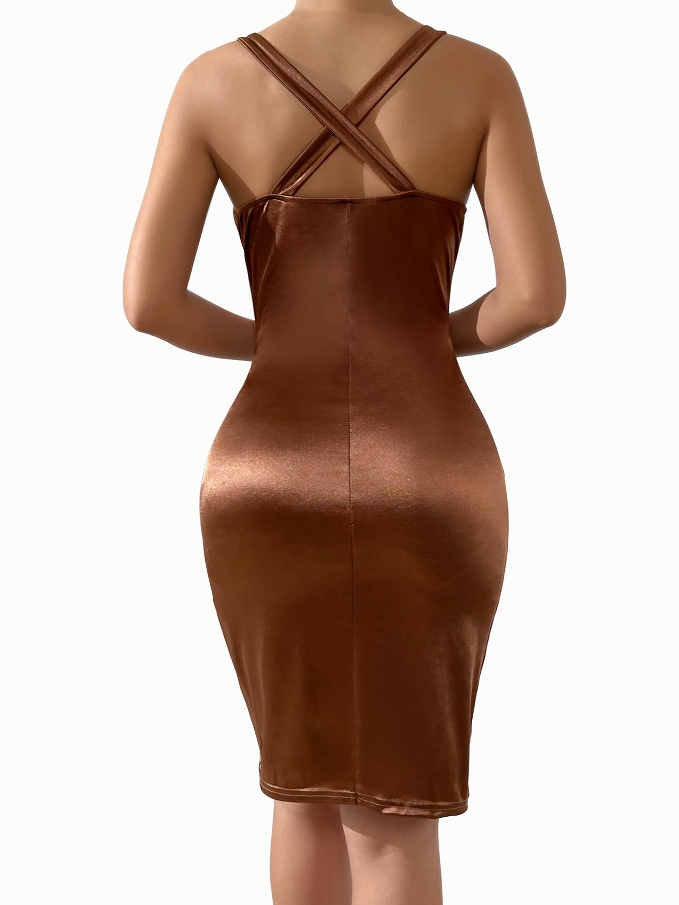 Satin Evening Gown with Corset Bodice - View 6 | Lwiis