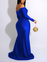 Off Shoulder Ruched Mermaid Dress - View 8 | Lwiis
