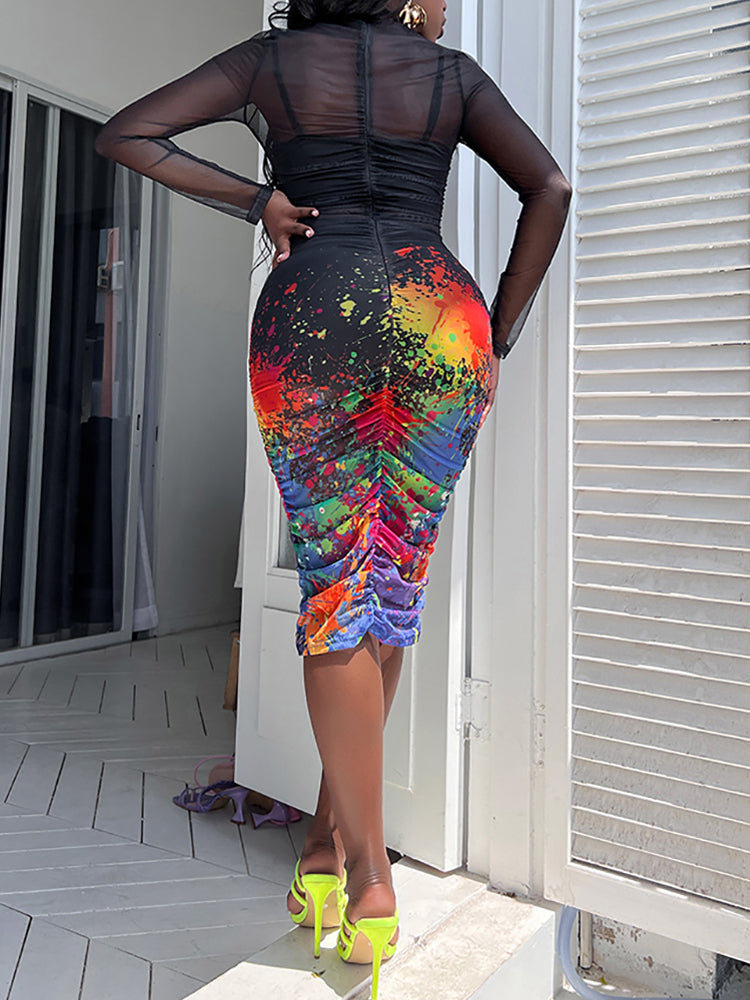 3 Piece Mesh Dress Set - View 6 | Lwiis