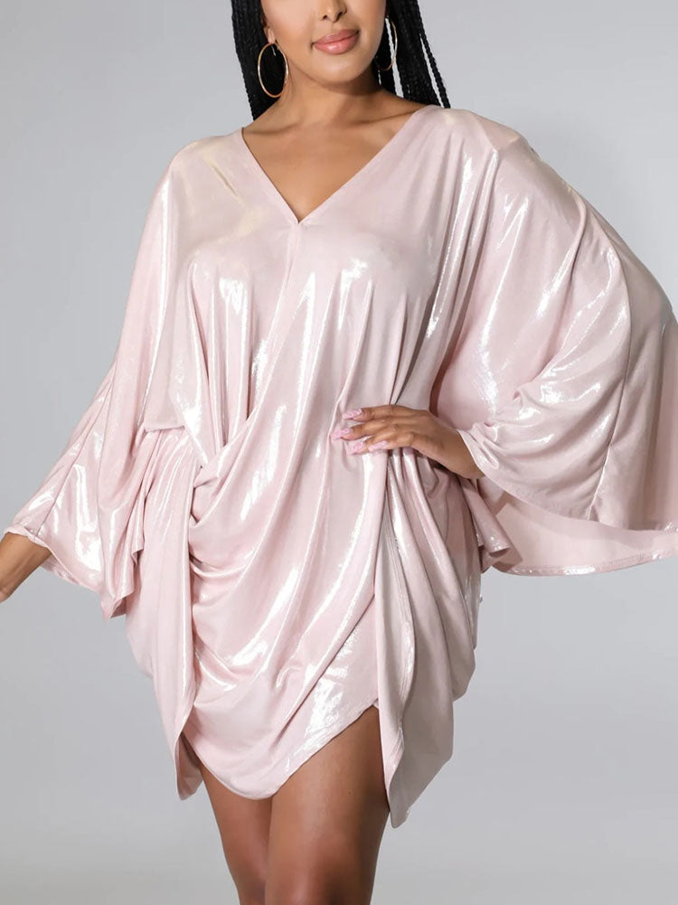 Sparkle Batwing Sleeves Mini Dress - View 11 | Lwiis