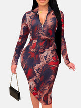 Zipper Print Midi Dress - View 8 | Lwiis