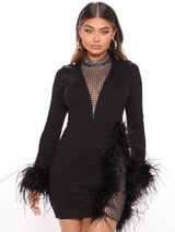 Rhinestone Feather Mini Dress - View 6 | Lwiis