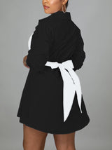 Patchwork Lace Up Shirt Dress - View 11 | Lwiis