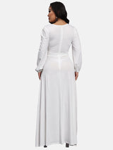 Elegant Maxi Dress with High Split and Embellished Waist - View 10 | Lwiis