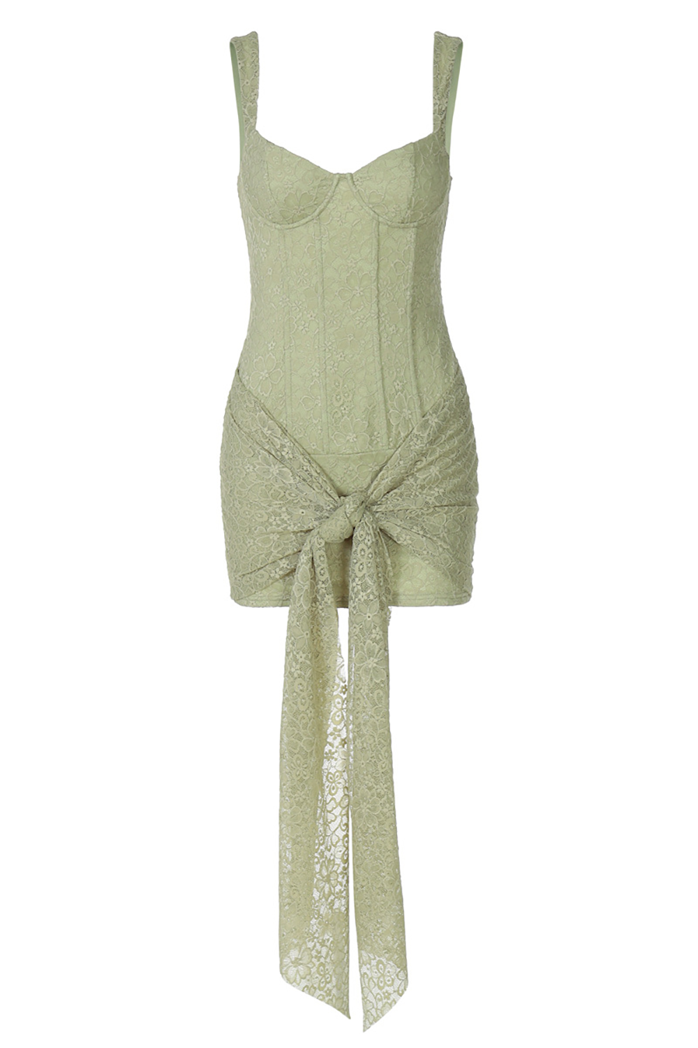 Lace corset mini dress with draped skirt - View 6 | Lwiis