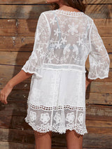 Embroidered Lace Beach Cover Up - View 7 | Lwiis