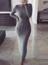 Long sleeve knit maxi dress with geometric pattern - View 7 | Lwiis