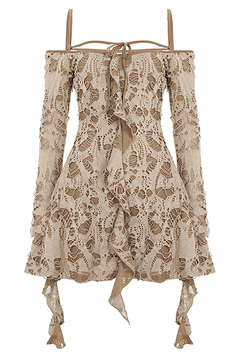 Off Shoulder Ruffled Mini Dress - View 8 | Lwiis
