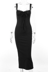 Lace Trim Midi Dress - View 9 | Lwiis