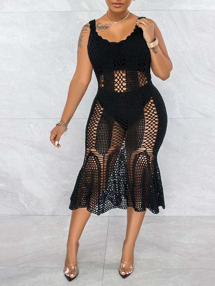 Crochet knit beach cover-up dress - View 15 | Lwiis