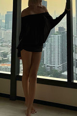 Off Shoulder Batwing Sleeve Ruched Mini Dress - View 14 | Lwiis