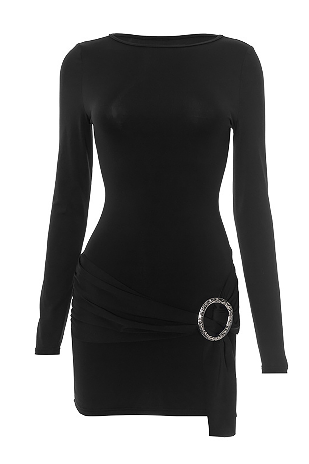 Ruched O-Ring Long Sleeve Mini Dress - View 7 | Lwiis