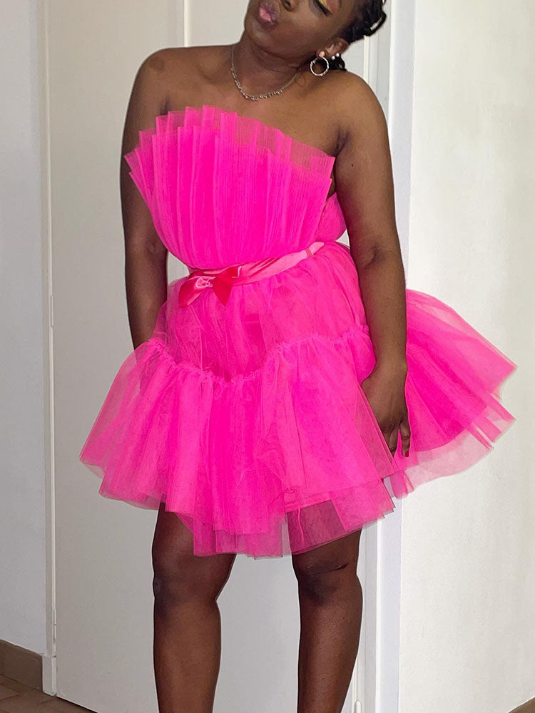 Tulle Bow Cocktail Dress - View 9 | Lwiis