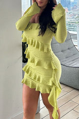 Off Shoulder Mini Dress with Ruffle Flare Sleeves - View 7 | Lwiis