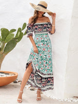 Floral Puff Sleeve Midi Dress - View 7 | Lwiis