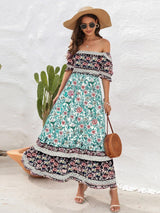Floral Puff Sleeve Midi Dress - View 9 | Lwiis