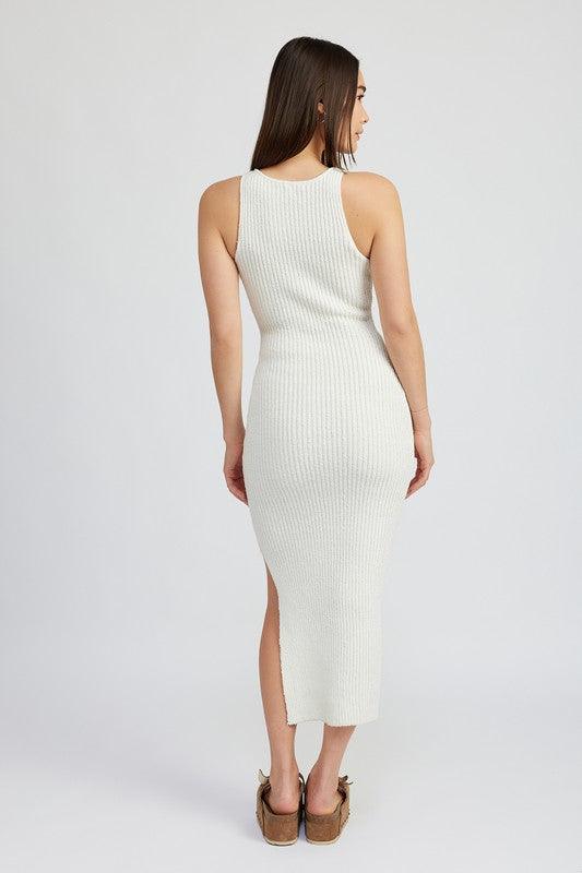 Ribbed Knit Midi Dress - View 6 | Lwiis