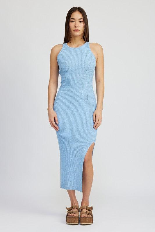 Ribbed Knit Midi Dress - View 7 | Lwiis