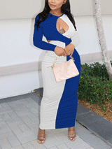 Colorblock maxi dress with cutout detail - View 15 | Lwiis