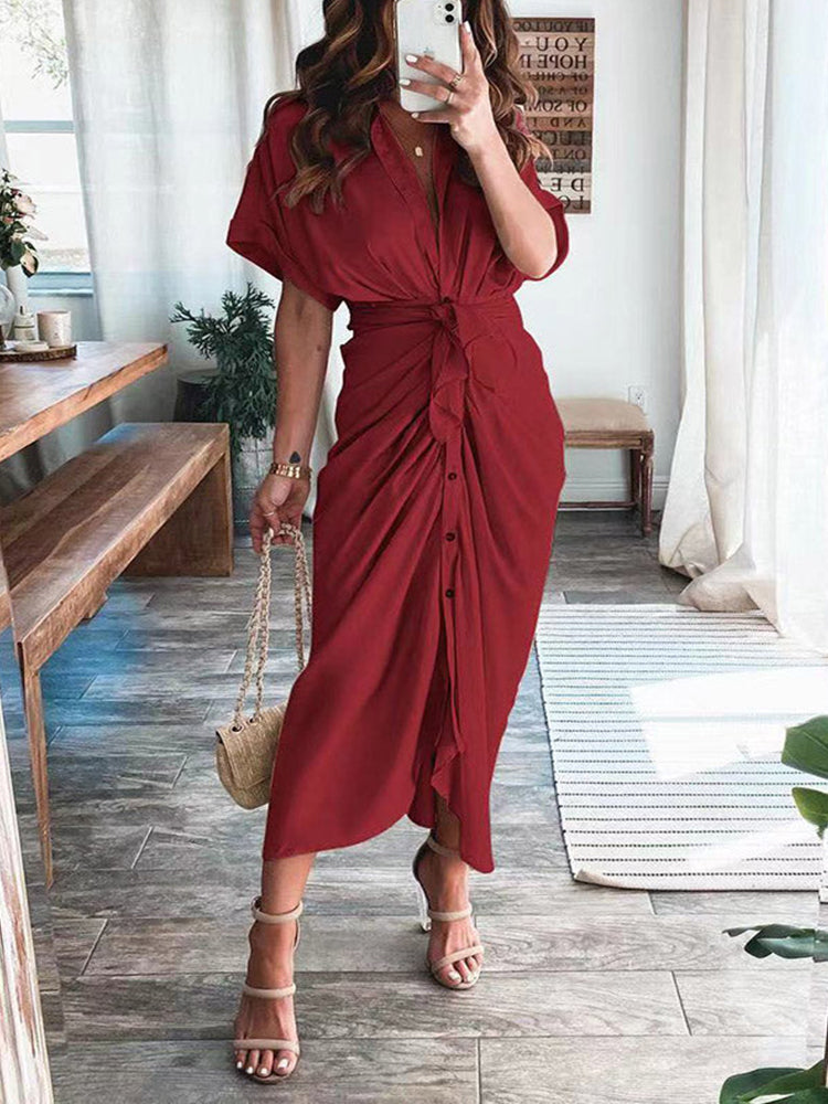 Satin button-down shirt dress - View 12 | Lwiis
