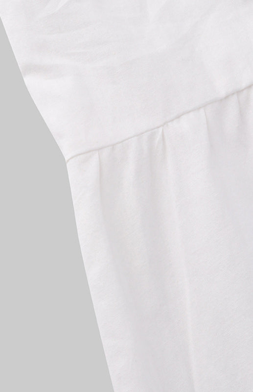 Cotton blend midi dress with puff sleeves - View 15 | Lwiis