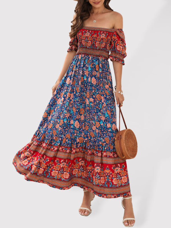 Floral Off Shoulder Maxi Dress - View 10 | Lwiis