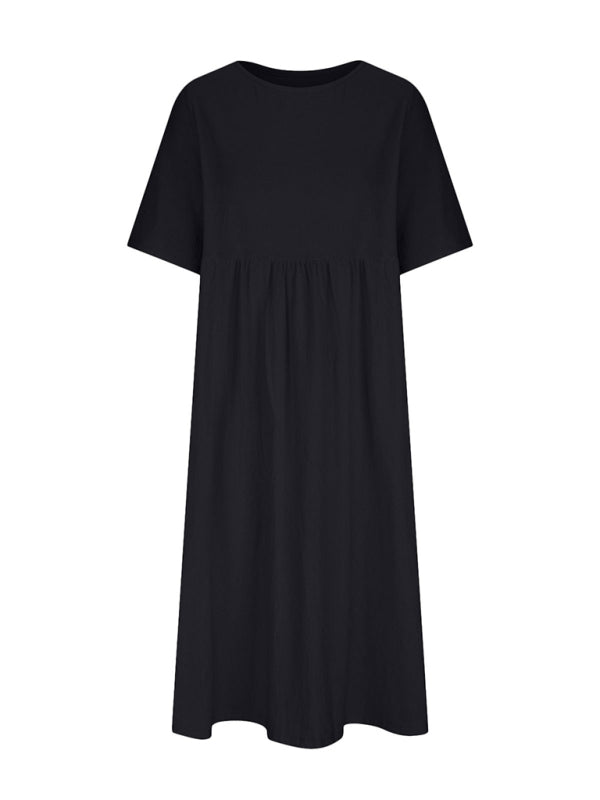 Round neck midi dress with empire waist - View 12 | Lwiis