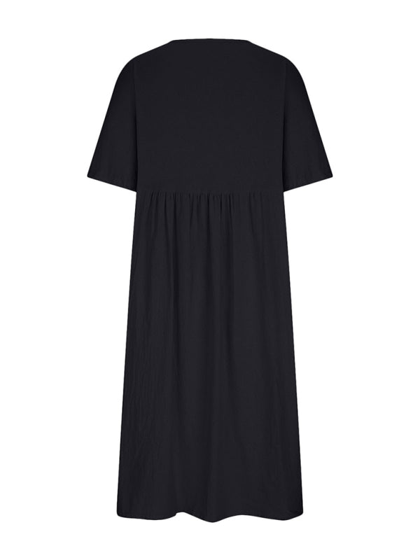 Round neck midi dress with empire waist - View 13 | Lwiis
