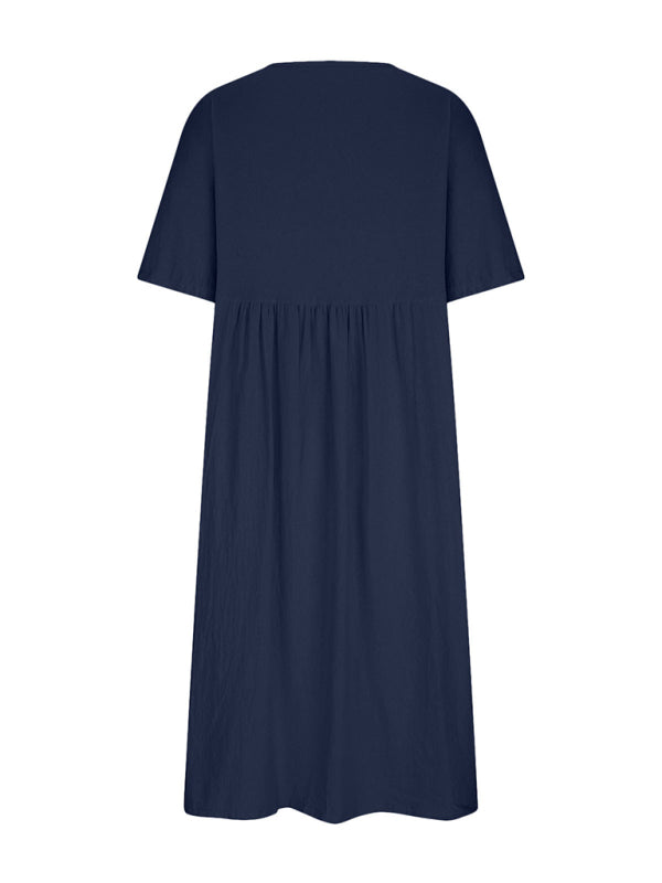Round neck midi dress with empire waist - View 10 | Lwiis