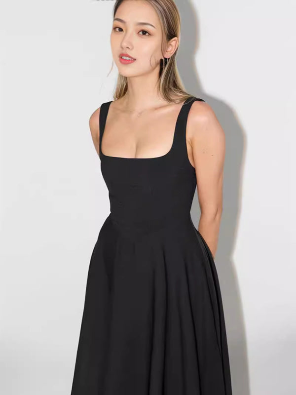Fitted square neck midi dress - View 12 | Lwiis