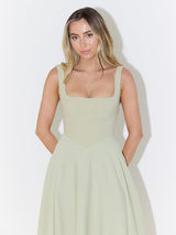 Fitted square neck midi dress - View 14 | Lwiis