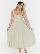 Fitted square neck midi dress - View 19 | Lwiis