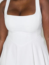 Fitted square neck midi dress - View 9 | Lwiis